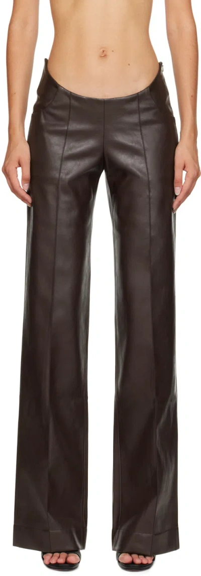 Aya Muse Faux Leather Wide-leg Pants In Burgundy