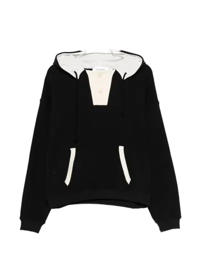 Aya Muse Button-fastening Hoodie In Black
