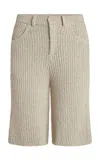 Aya Muse Cae Knit Cotton Shorts In Tan