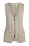 Aya Muse Cae Knit Cotton Vest In Tan
