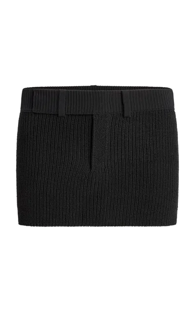 Aya Muse Caeli Knit Cotton-blend Mini Skirt In Black