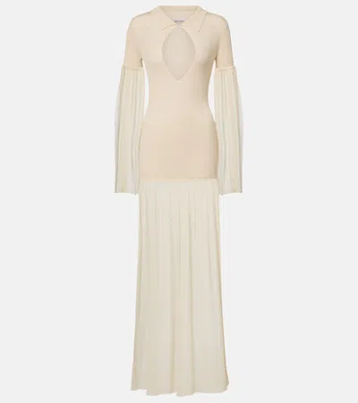 Aya Muse Calla Cutout Ribbed Maxi Dress In Neutral