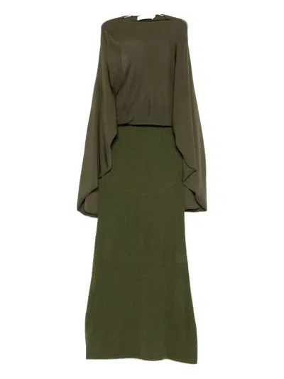 Aya Muse Cape-detail Maxi Dress In Green