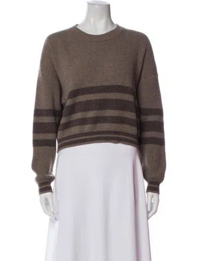 Pre-owned Aya Muse Cashmere Striped Sweater In Brown