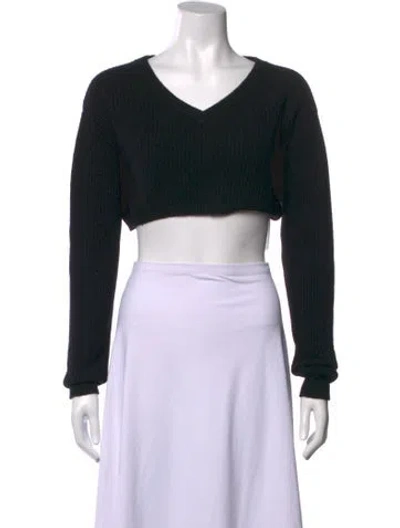 Pre-owned Aya Muse Cashmere V-neck Sweater In Black