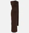Aya Muse Cedar Draped Maxi Dress In Brown