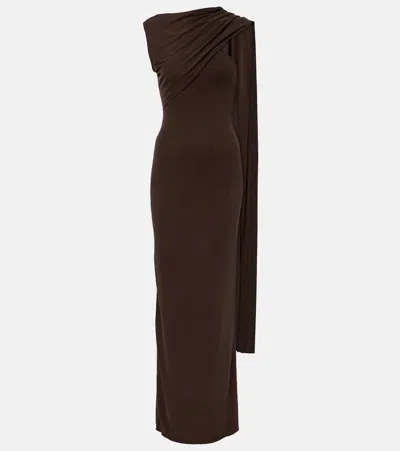 Aya Muse Cedar Draped Maxi Dress In Brown
