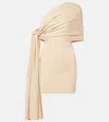 Aya Muse Chara One-shoulder Silk-blend Minidress In Beige