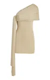 Aya Muse Chara Scarf-detailed Knit Silk-blend Mini Dress In Tan