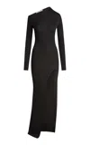 Aya Muse Ciro Bateau Neck Knit Silk-blend Mini Dress In 黑色