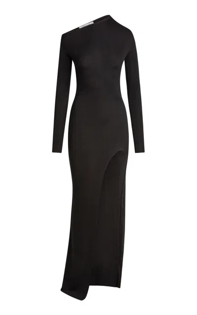 Aya Muse Ciro Bateau Neck Knit Silk-blend Mini Dress In 黑色