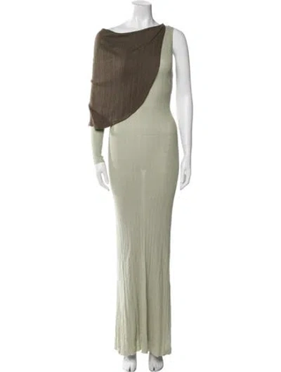 Pre-owned Aya Muse Colorblock Pattern Long Dress W/ Tags In Green