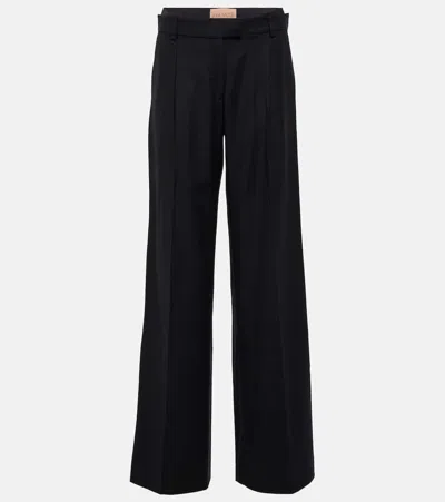 Aya Muse Conso Low-rise Wide-leg Wool Pants In Black