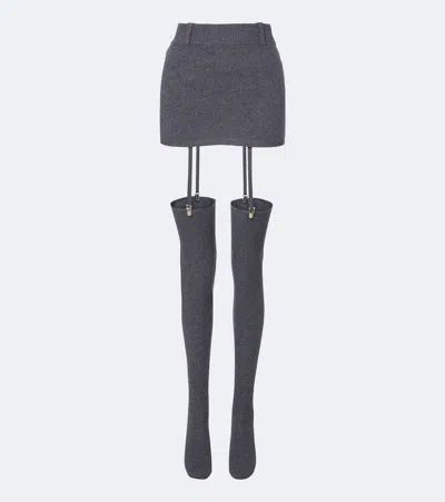 Aya Muse Costa Miniskirt And Over-the-knee Socks Set In Grey