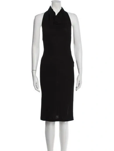 Pre-owned Aya Muse Cowl Neck Knee-length Dress In Black