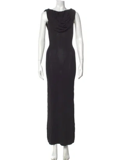 Pre-owned Aya Muse Cowl Neck Long Dress In Black