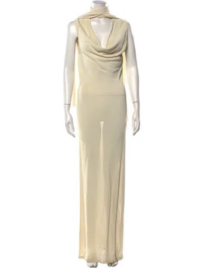 Pre-owned Aya Muse Cowl Neck Long Dress In Neutrals