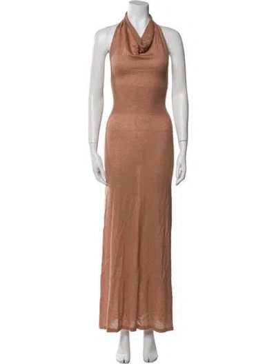 Pre-owned Aya Muse Cowl Neck Long Dress W/ Tags In Brown