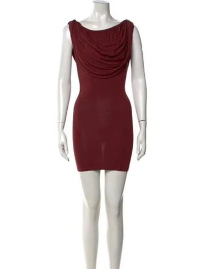 Pre-owned Aya Muse Cowl Neck Mini Dress In Burgundy