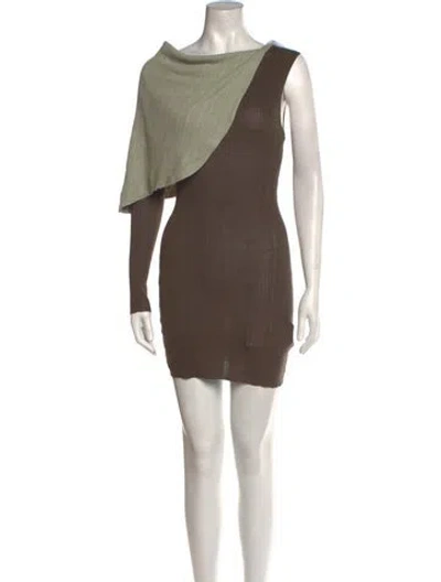 Pre-owned Aya Muse Cowl Neck Mini Dress In Green