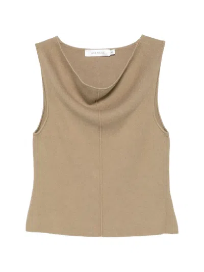 Aya Muse Cowl-neck Tank Top In Brown