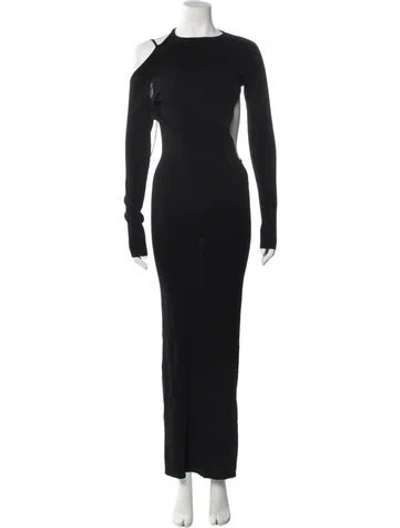 Pre-owned Aya Muse Crew Neck Long Dress In Black