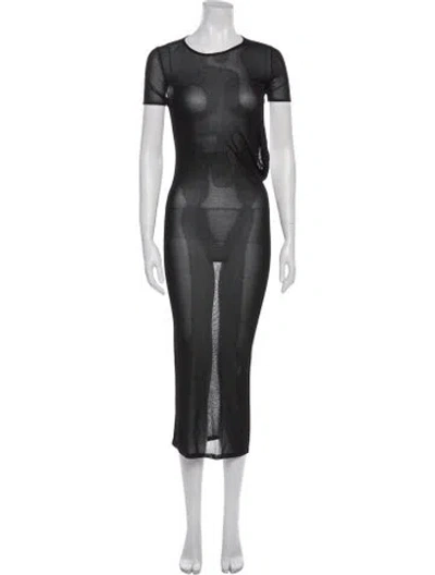 Pre-owned Aya Muse Crew Neck Long Dress In Black