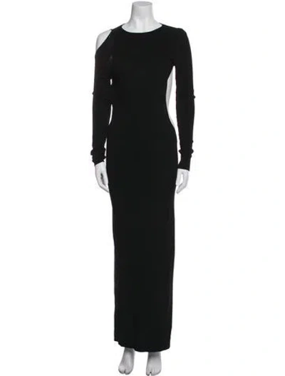 Pre-owned Aya Muse Crew Neck Long Dress In Black