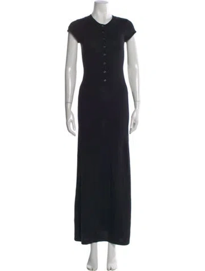 Pre-owned Aya Muse Crew Neck Long Dress In Black