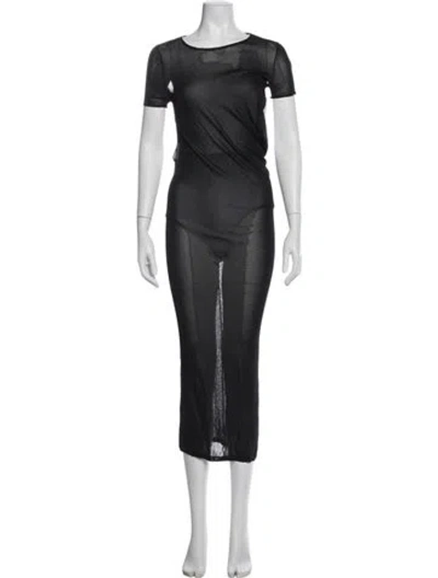 Pre-owned Aya Muse Crew Neck Long Dress In Black