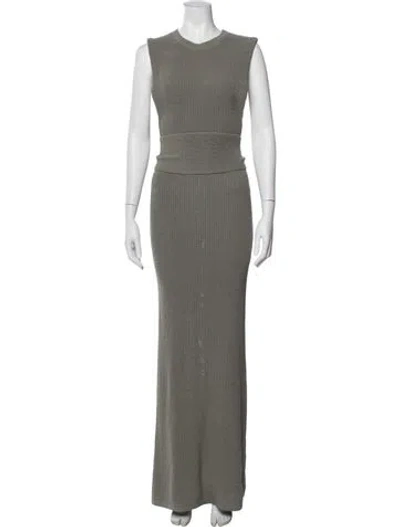 Pre-owned Aya Muse Crew Neck Long Dress In Gray