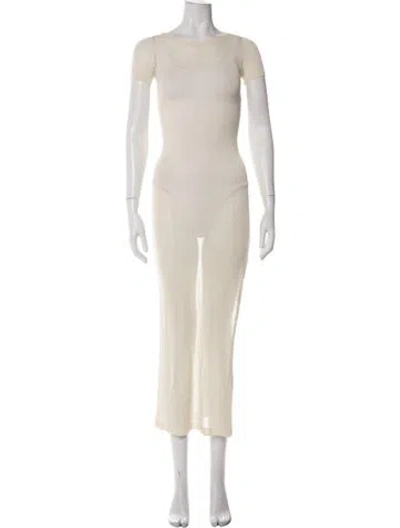 Pre-owned Aya Muse Crew Neck Long Dress In Neutrals