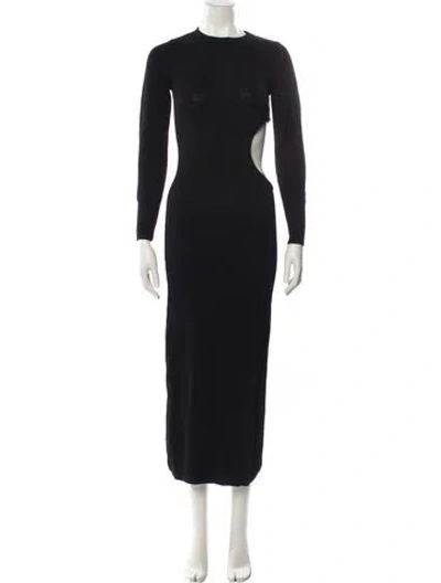 Pre-owned Aya Muse Crew Neck Long Dress W/ Tags In Black