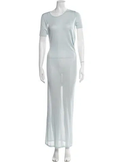 Pre-owned Aya Muse Crew Neck Long Dress W/ Tags In Blue