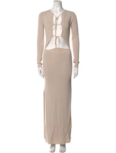 Pre-owned Aya Muse Crew Neck Long Dress W/ Tags In Neutral