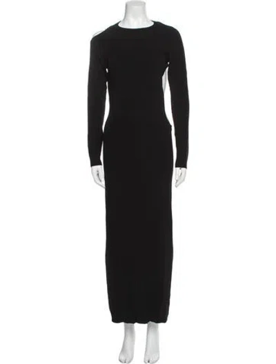 Pre-owned Aya Muse Crew Neck Midi Length Dress In Black