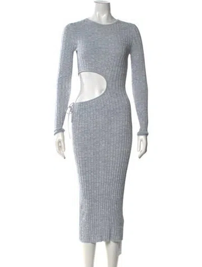 Pre-owned Aya Muse Crew Neck Midi Length Dress In Blue