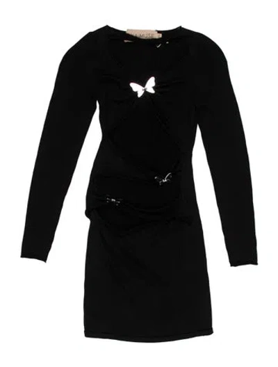 Pre-owned Aya Muse Crew Neck Mini Dress In Black