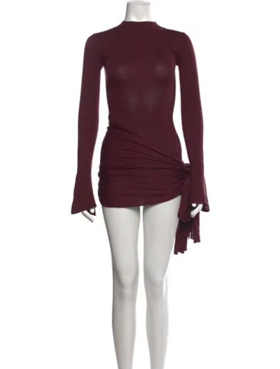 Pre-owned Aya Muse Crew Neck Mini Dress W/ Tags In Burgundy