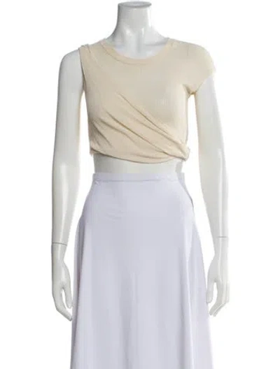 Pre-owned Aya Muse Crew Neck Short Sleeve Crop Top In Neutral