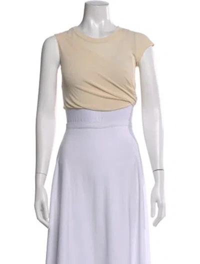 Pre-owned Aya Muse Crew Neck Short Sleeve Crop Top W/ Tags In Neutral