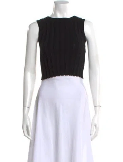 Pre-owned Aya Muse Crew Neck Sleeveless Crop Top In Black