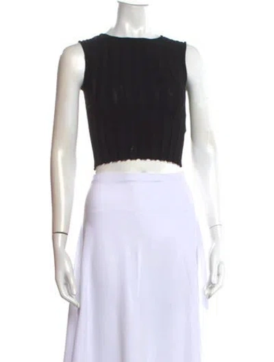 Pre-owned Aya Muse Crew Neck Sleeveless Crop Top In Black