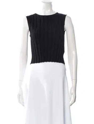 Pre-owned Aya Muse Crew Neck Sleeveless Crop Top In Black