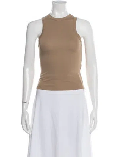 Pre-owned Aya Muse Crew Neck Sleeveless Crop Top In Neutral