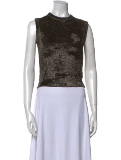Pre-owned Aya Muse Crew Neck Sleeveless Crop Top W/ Tags In Neutral
