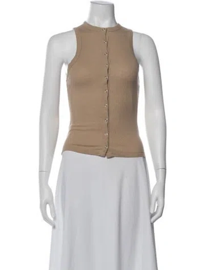 Pre-owned Aya Muse Crew Neck Sleeveless Crop Top W/ Tags In Neutrals