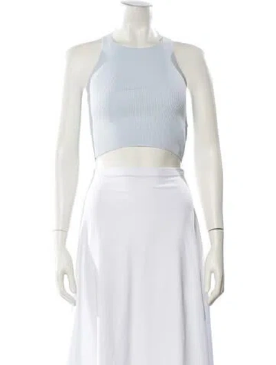 Pre-owned Aya Muse Crew Neck Sleeveless Crop Top In White