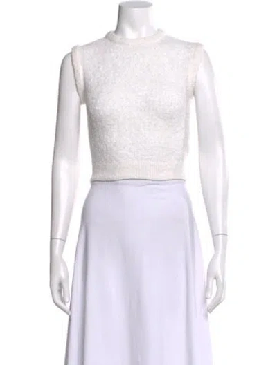 Pre-owned Aya Muse Crew Neck Sleeveless Crop Top In White