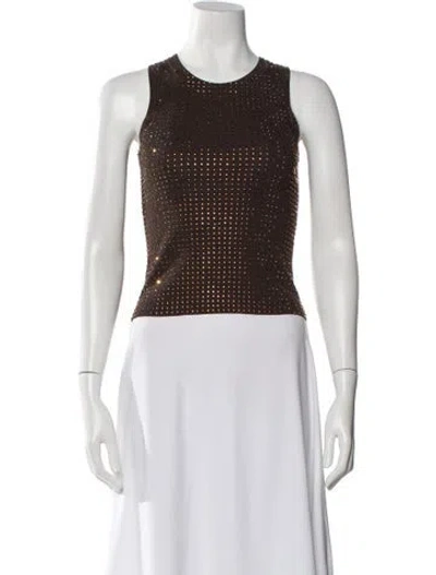 Pre-owned Aya Muse Crew Neck Sleeveless Top In Brown